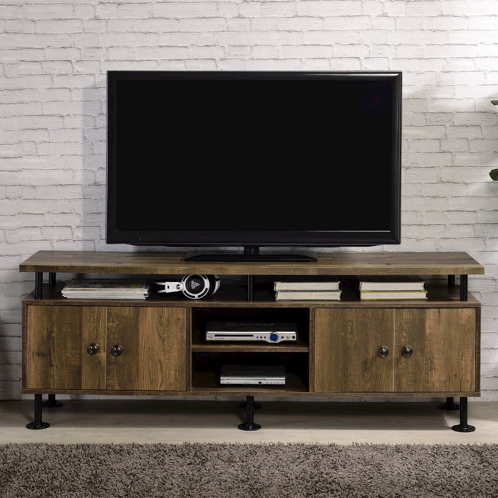 Ensata II TV Stand Rustic Oak  & Black. Picture 1