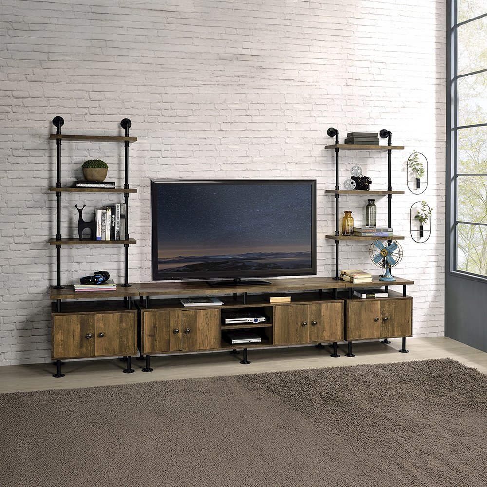 Ensata II TV Stand Rustic Oak  & Black. Picture 6