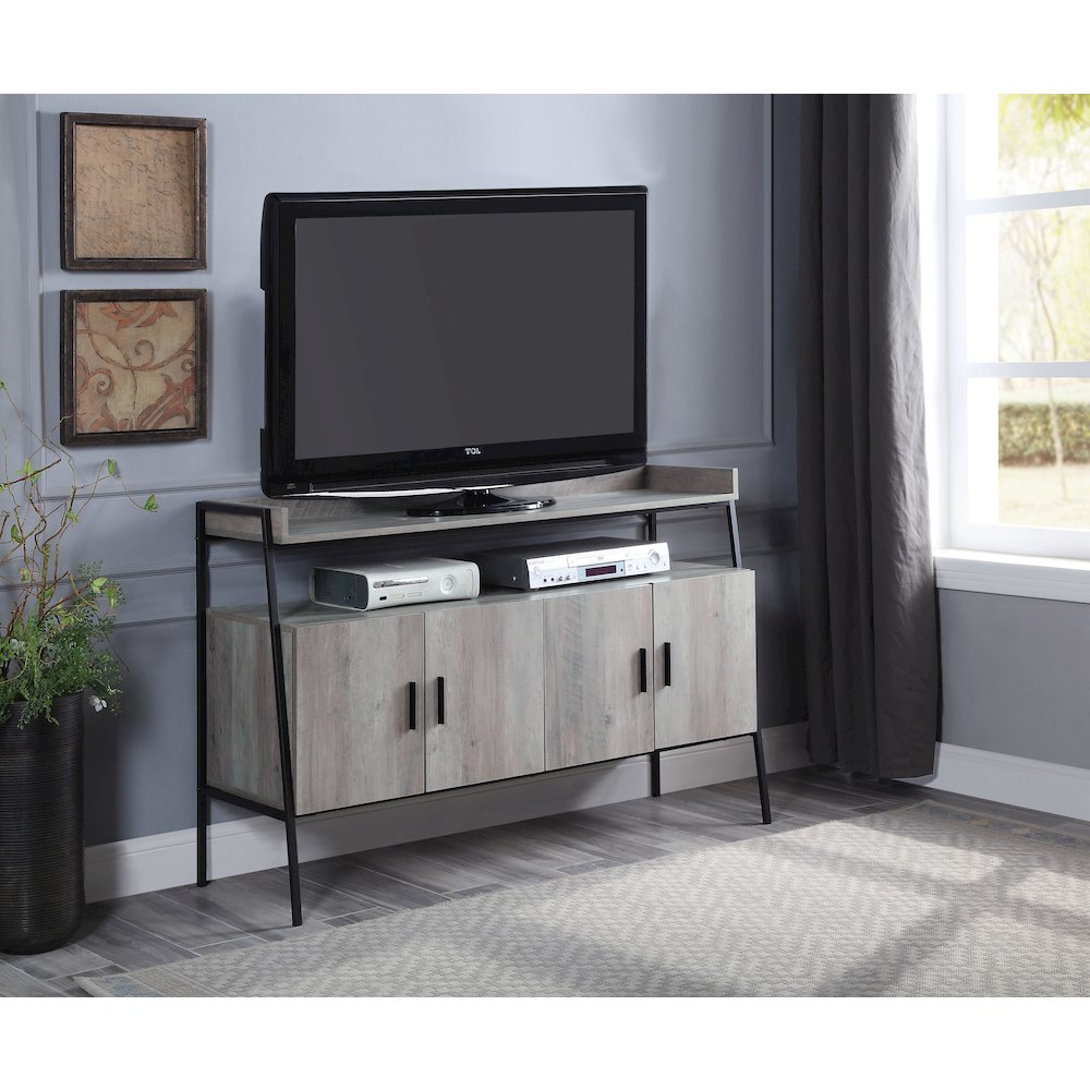 Samiya TV Stand Gray Oak & Black. Picture 8