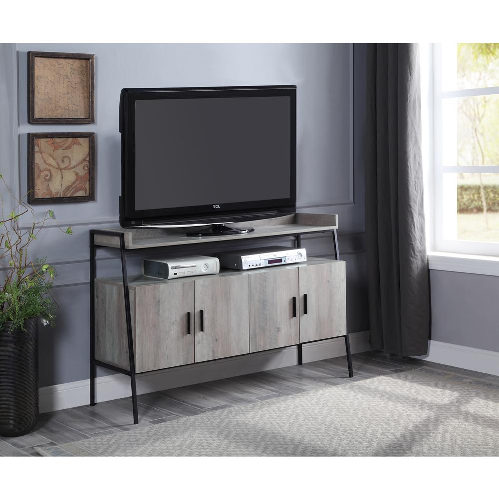 ACME Samiya TV Stand , Gray Oak & Black Finish. Picture 1