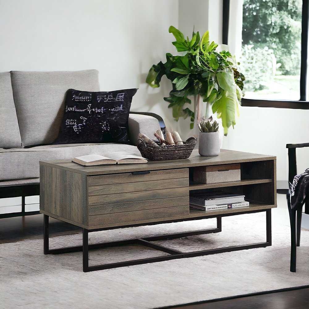 Homare Coffee Table Rustic Oak & Black. Picture 6