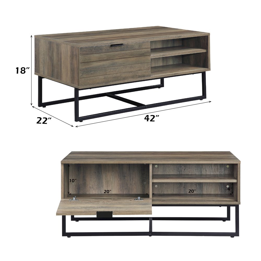 Homare Coffee Table Rustic Oak & Black. Picture 8
