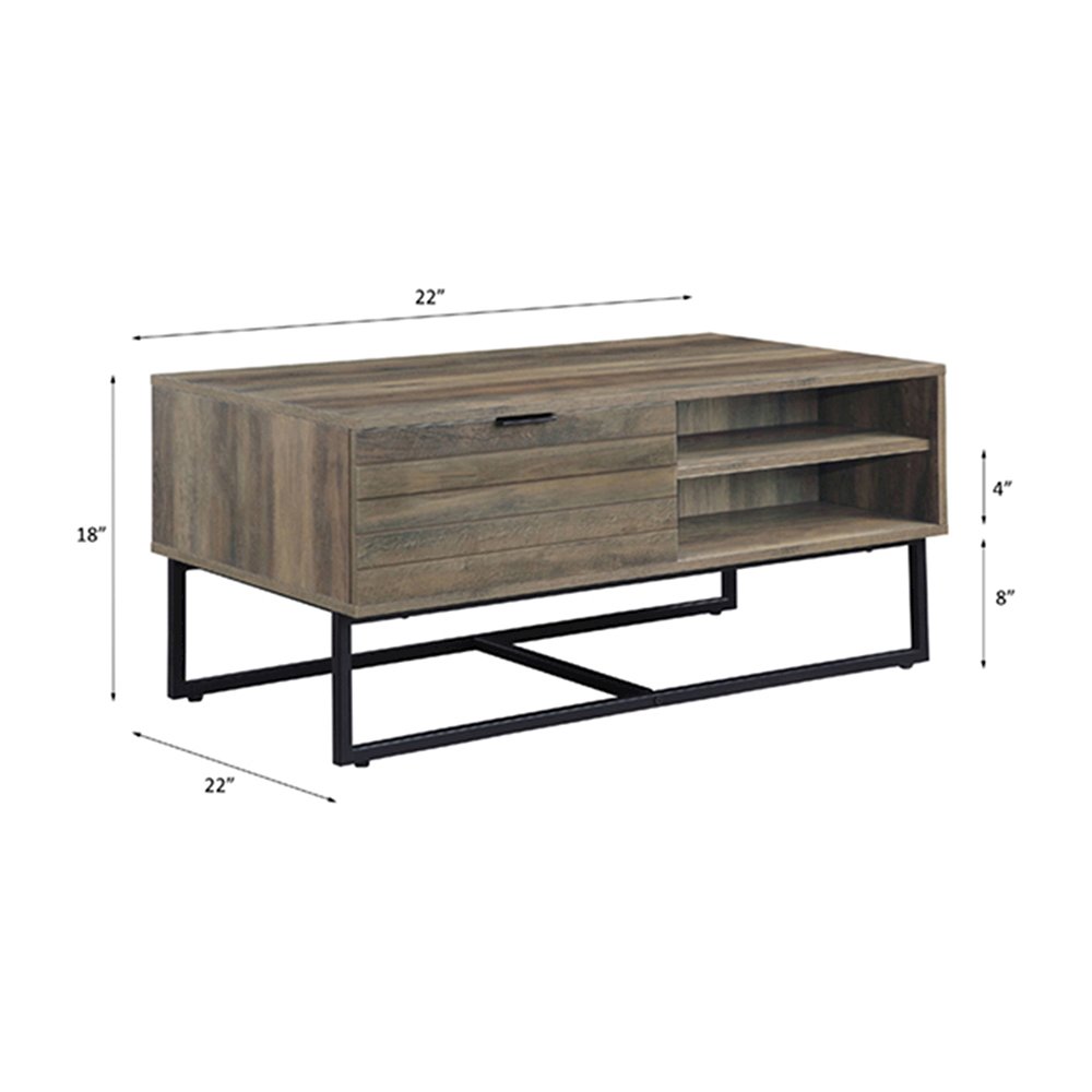 Homare Coffee Table Rustic Oak & Black. Picture 7