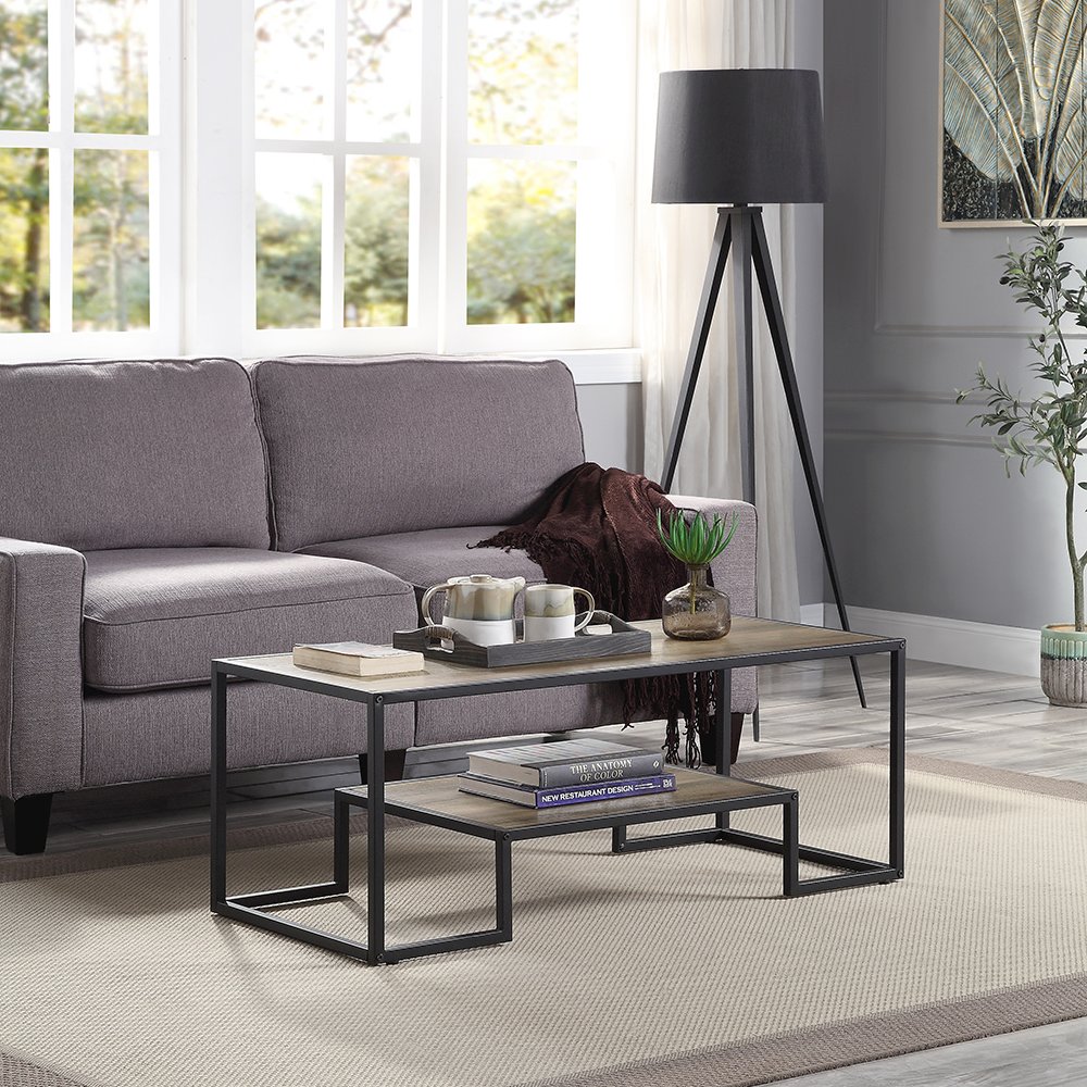 Idella Coffee Table Rustic Oak & Black. Picture 5