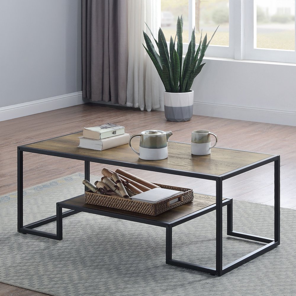 Idella Coffee Table Rustic Oak & Black. Picture 1