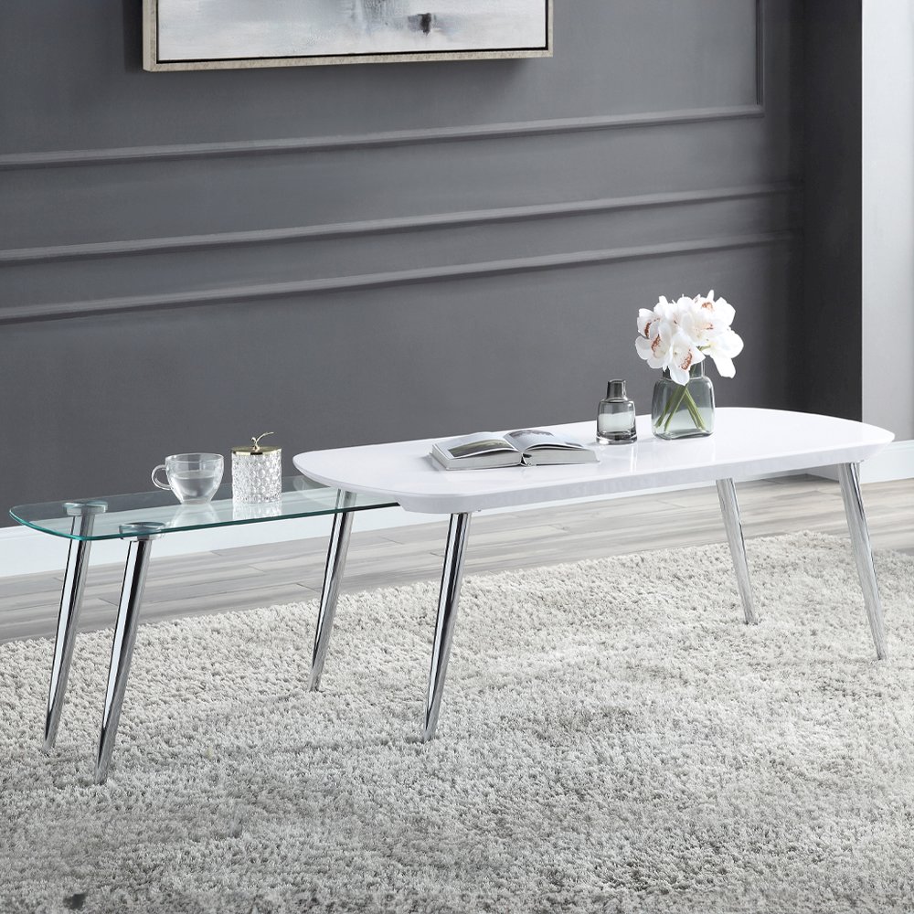 Patina Coffee Table White & Chrome. Picture 1