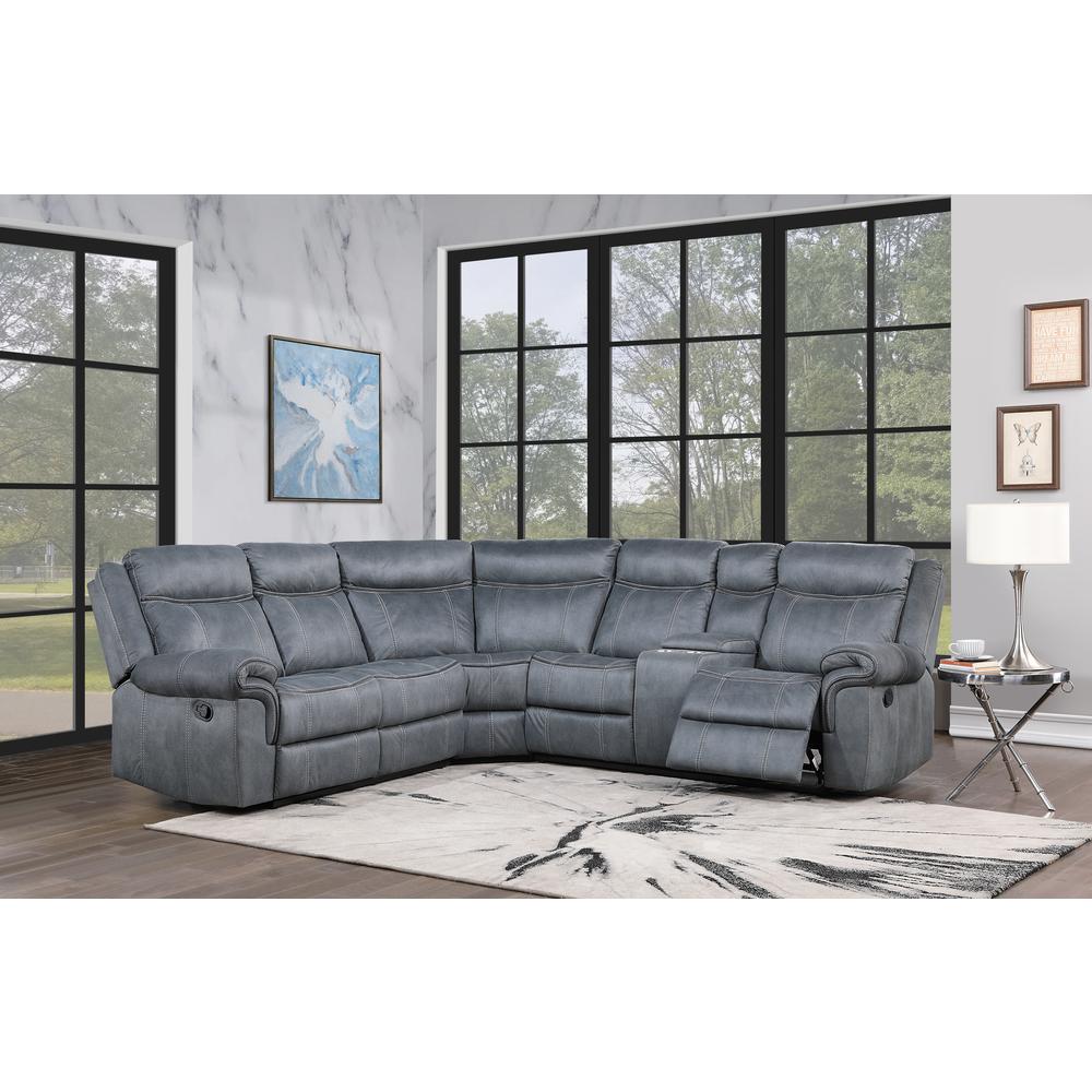ACME Dollum Sectional Sofa , 2-Tone Gray Velvet. Picture 1