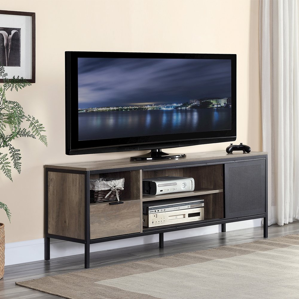 Nantan TV Stand Rustic Oak & Black. Picture 1