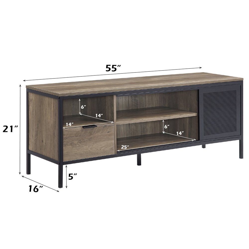 Nantan TV Stand Rustic Oak & Black. Picture 8