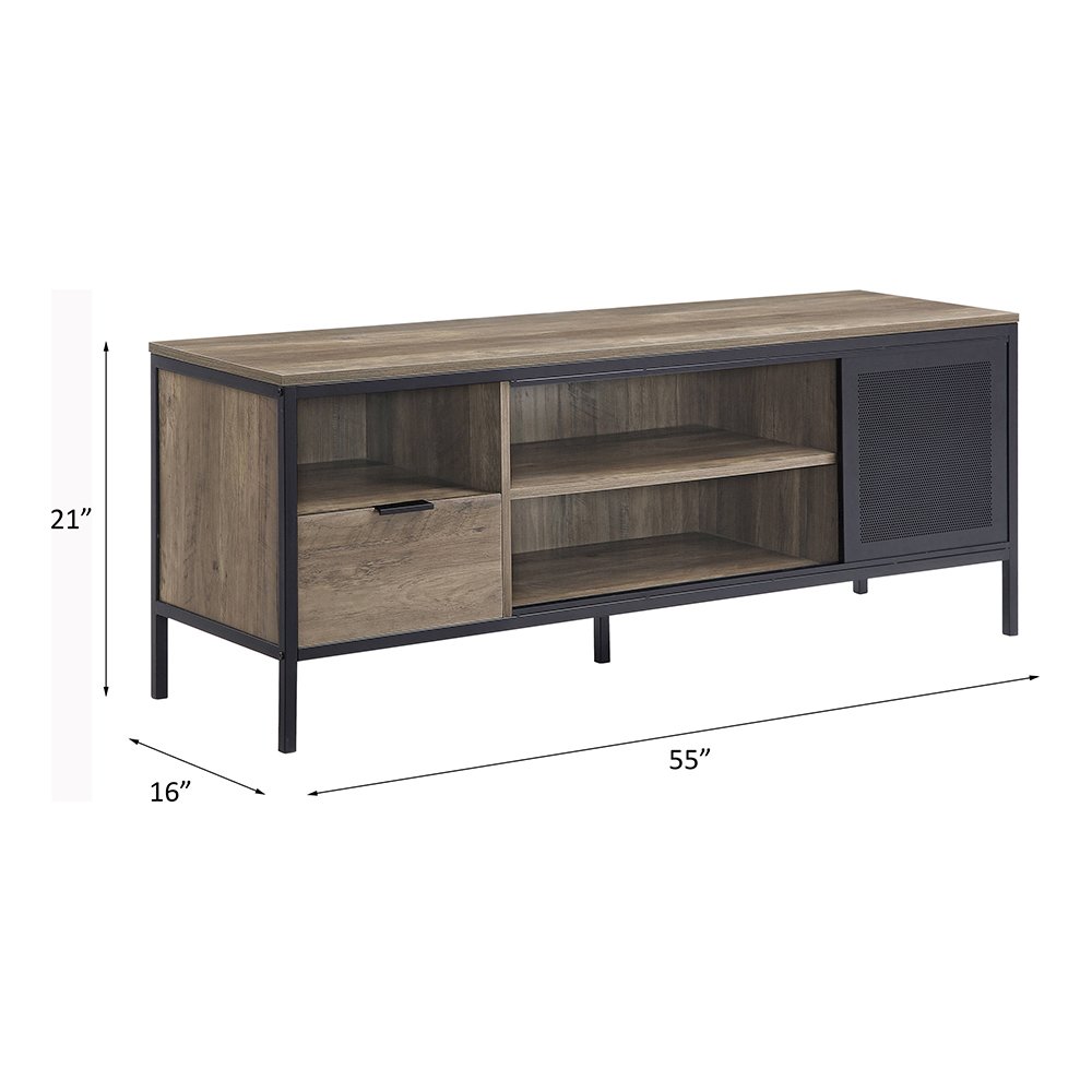 Nantan TV Stand Rustic Oak & Black. Picture 7