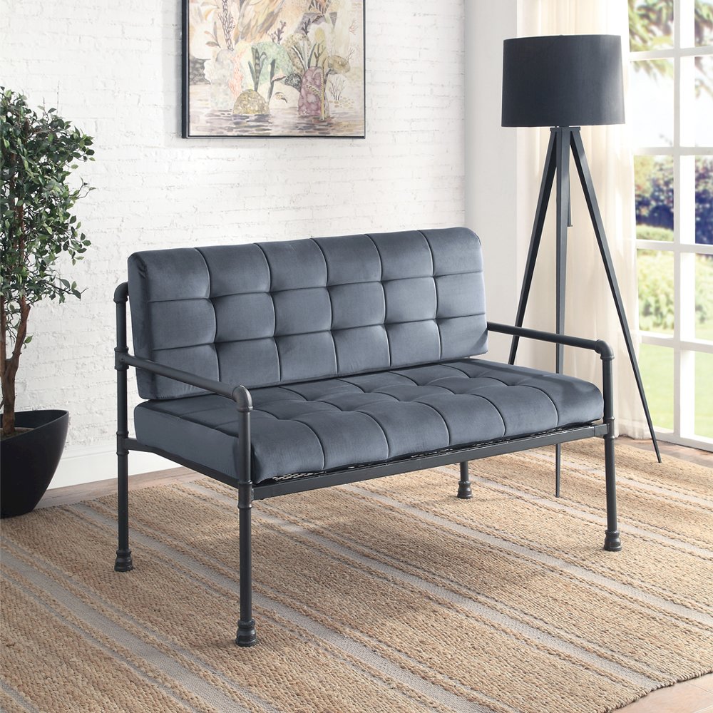 Brantley Loveseat Gray Velvet & Sandy Gray. Picture 1