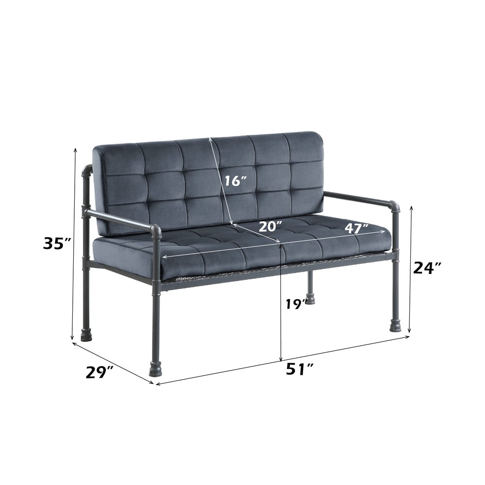 Brantley Loveseat Gray Velvet & Sandy Gray. Picture 7