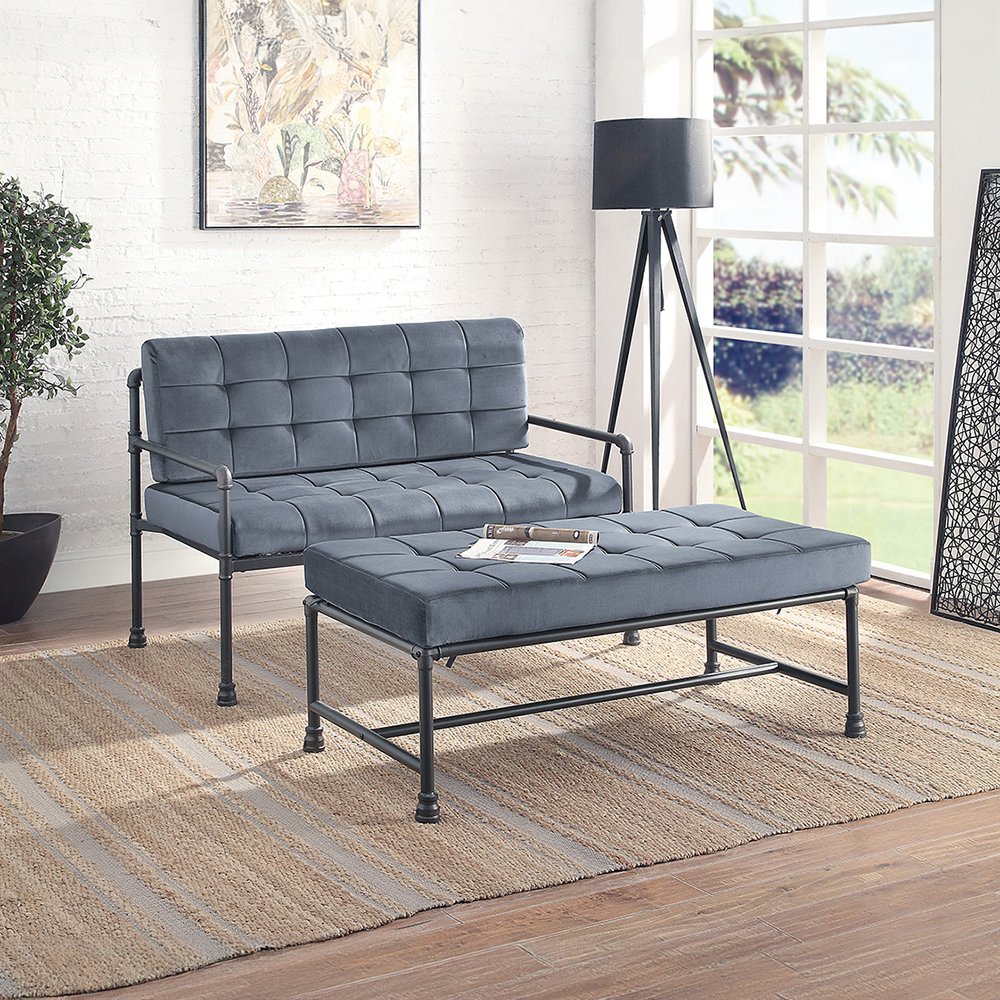Brantley Loveseat Gray Velvet & Sandy Gray. Picture 6