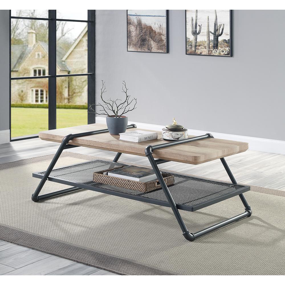 ACME Brantley Coffee Table, Oak & Sandy Gray Finish. Picture 1