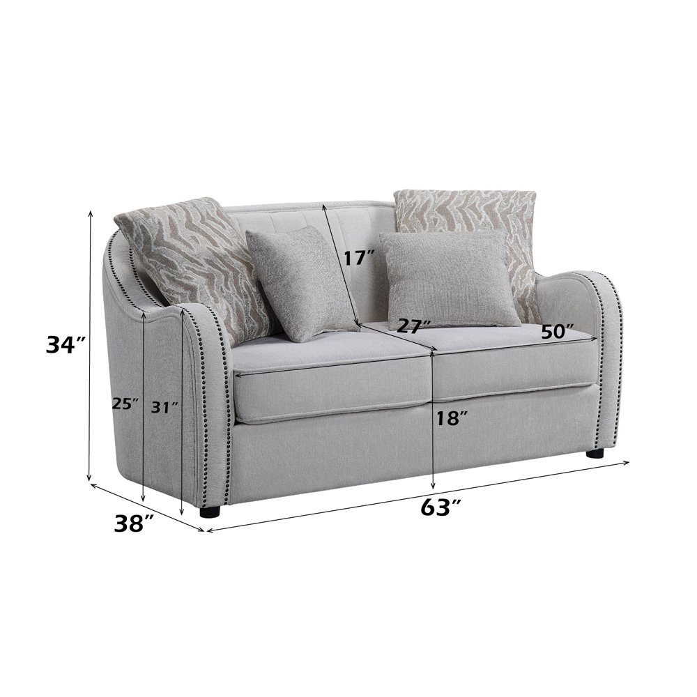 Mahler Loveseat w/4 Pillows Beige Linen. Picture 6