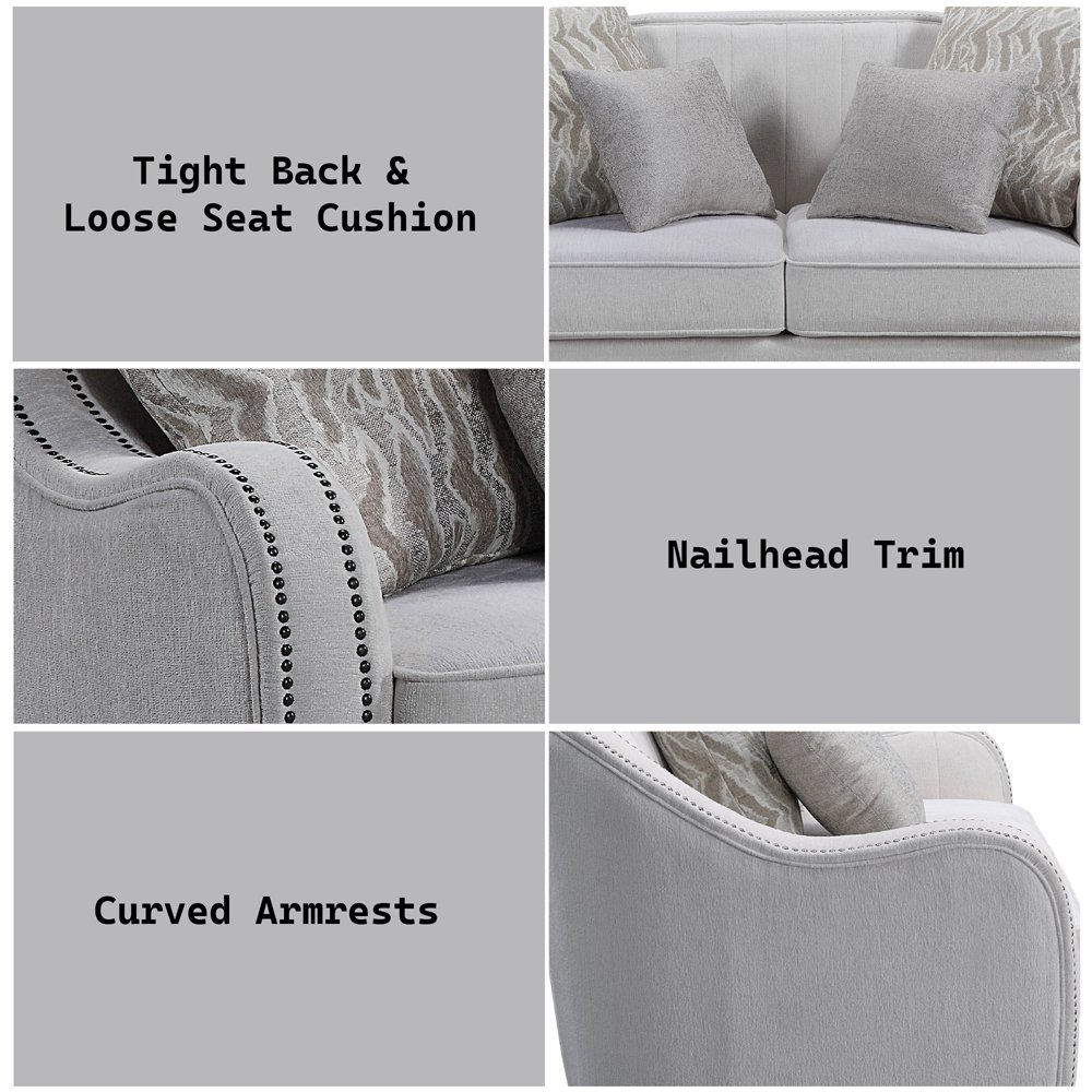 Mahler Loveseat w/4 Pillows Beige Linen. Picture 7