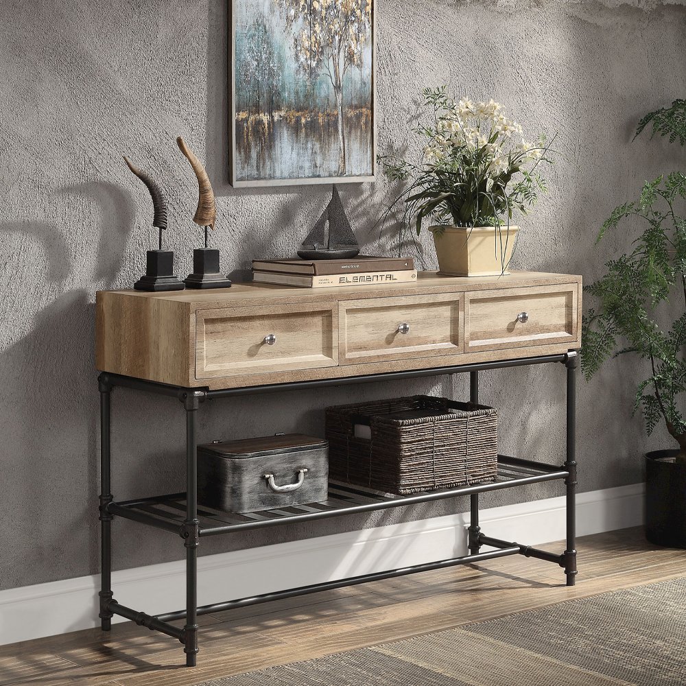 Brantley Sofa Table Oak & Sandy Black. Picture 1