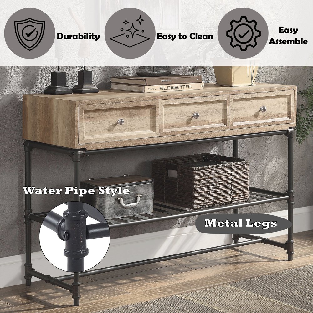 Brantley Sofa Table Oak & Sandy Black. Picture 8