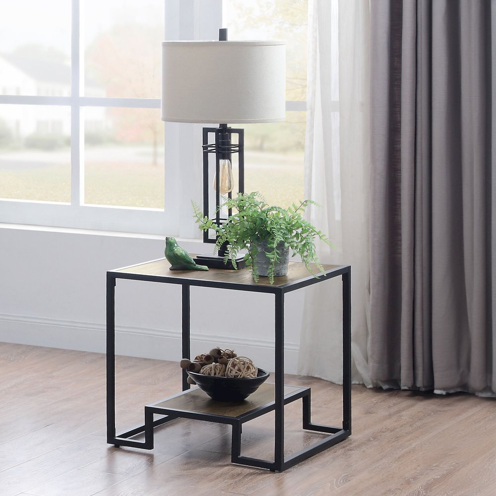 Idella End Table Rustic Oak & Black. Picture 1