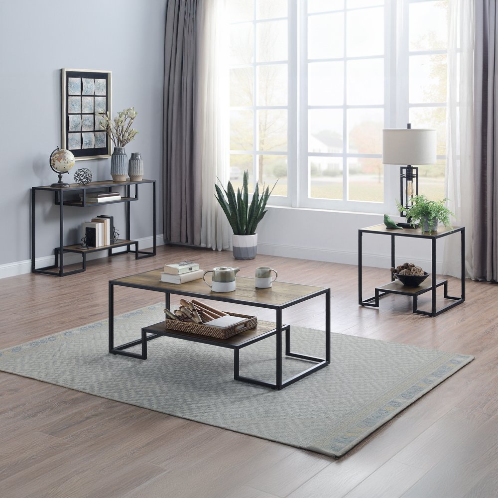 Idella End Table Rustic Oak & Black. Picture 4