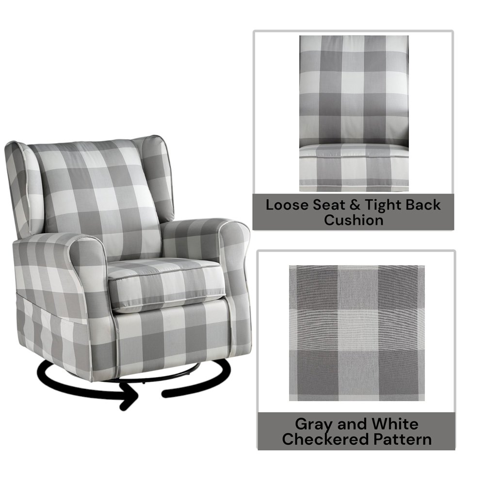 Patli Accent Chair w/Swivel Gray Fabric. Picture 8