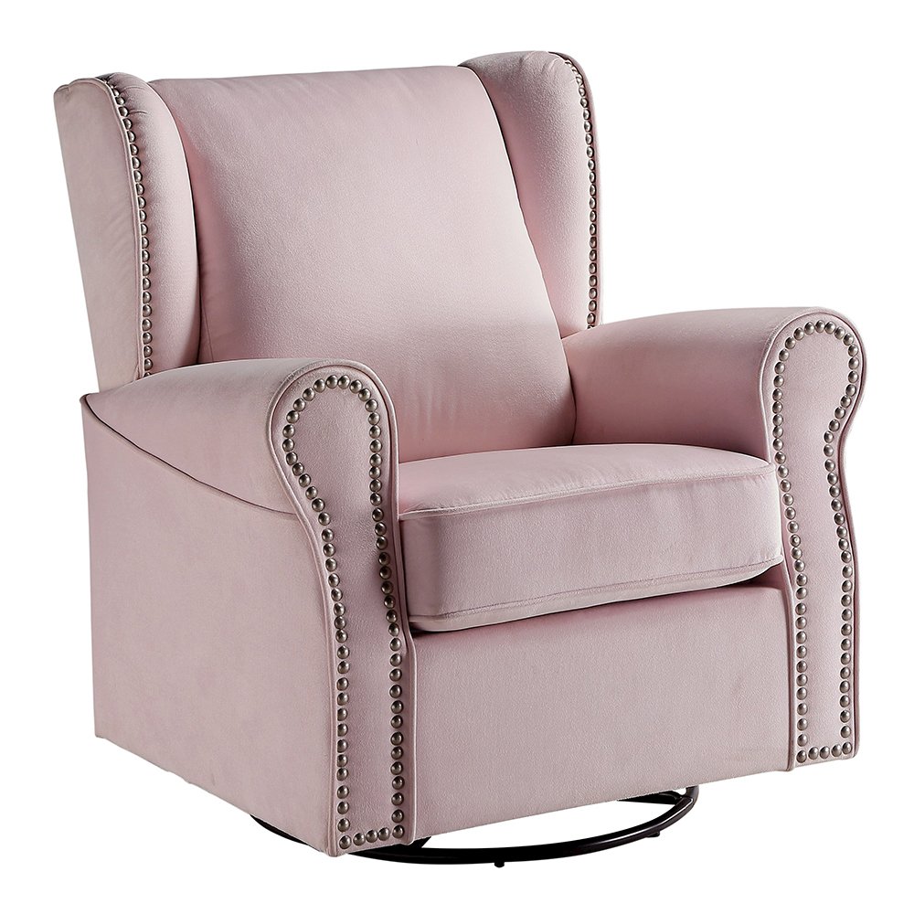 Tamaki Accent Chair w/Swivel Pink Fabric. Picture 2