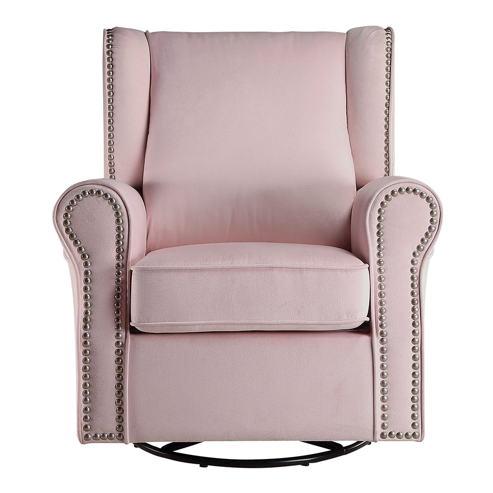 Tamaki Accent Chair w/Swivel Pink Fabric. Picture 3