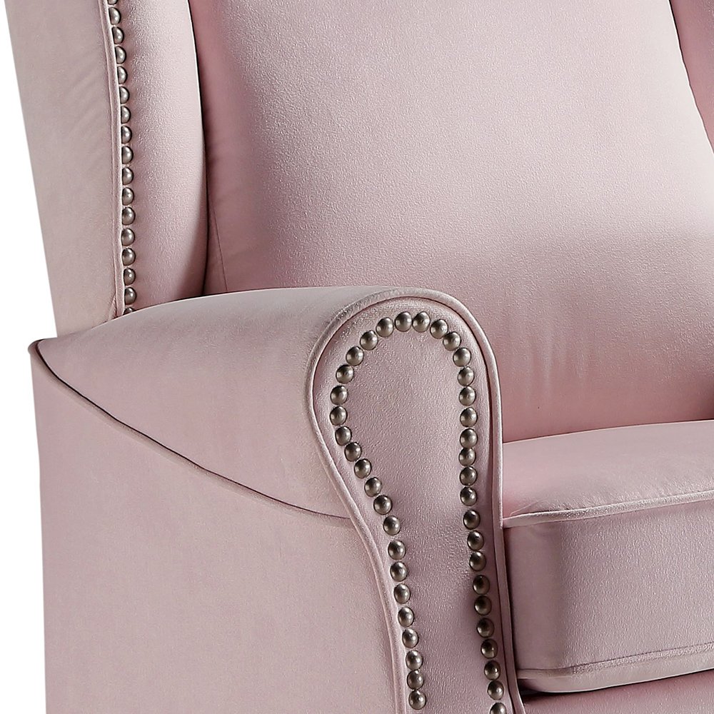 Tamaki Accent Chair w/Swivel Pink Fabric. Picture 7