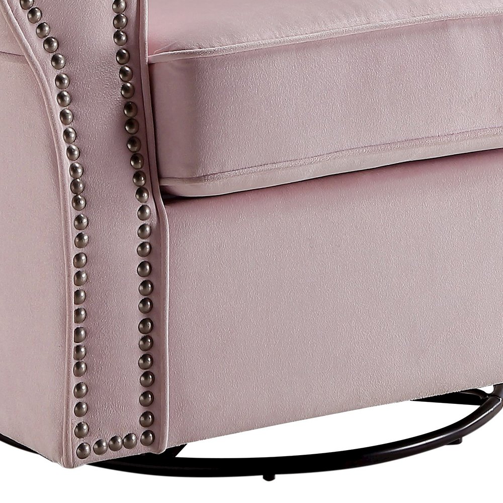 Tamaki Accent Chair w/Swivel Pink Fabric. Picture 8