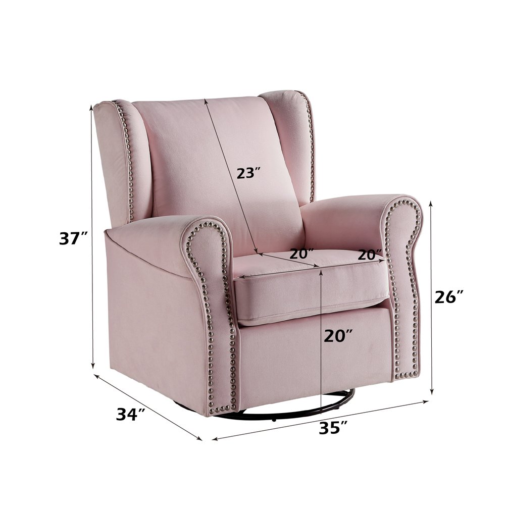 Tamaki Accent Chair w/Swivel Pink Fabric. Picture 9