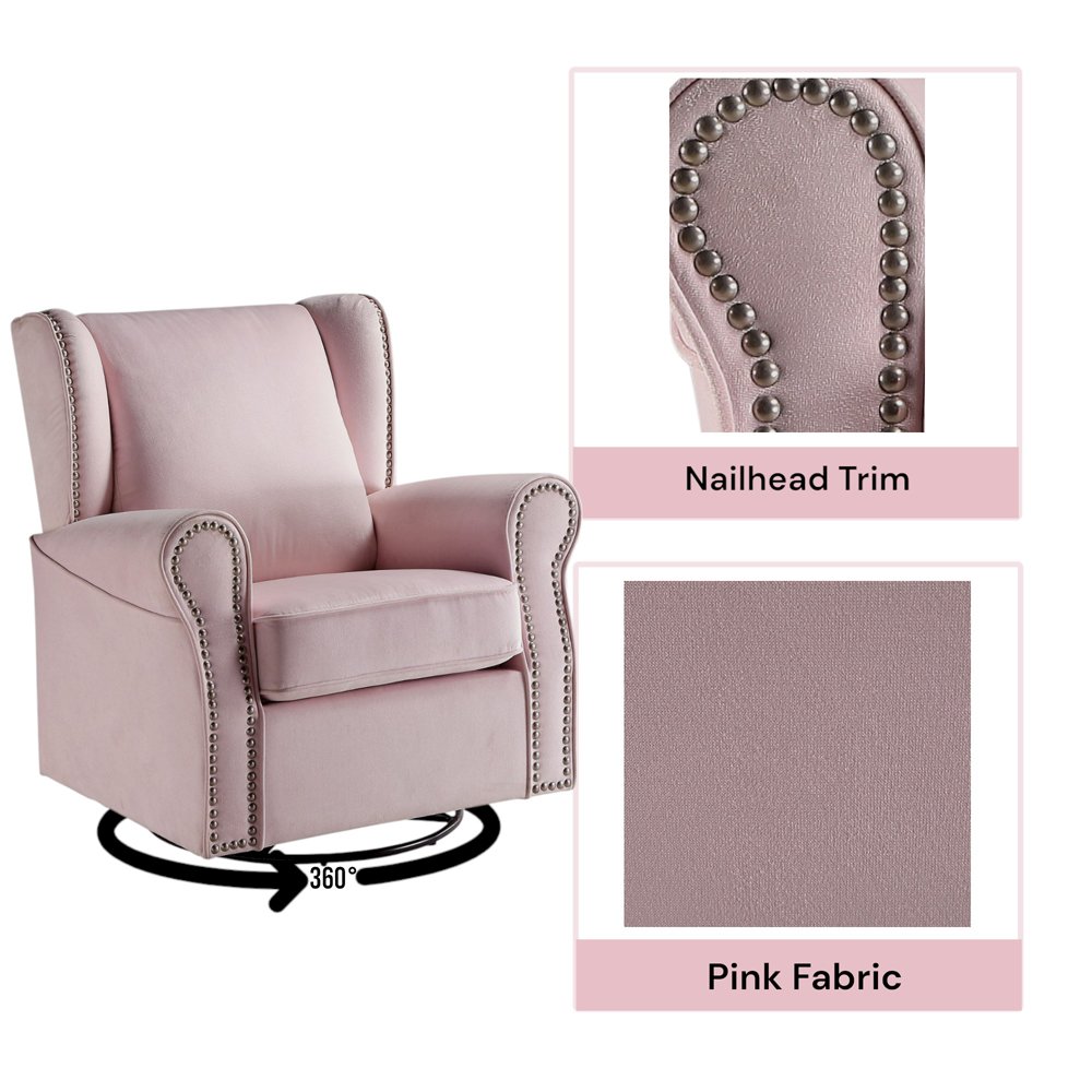 Tamaki Accent Chair w/Swivel Pink Fabric. Picture 10