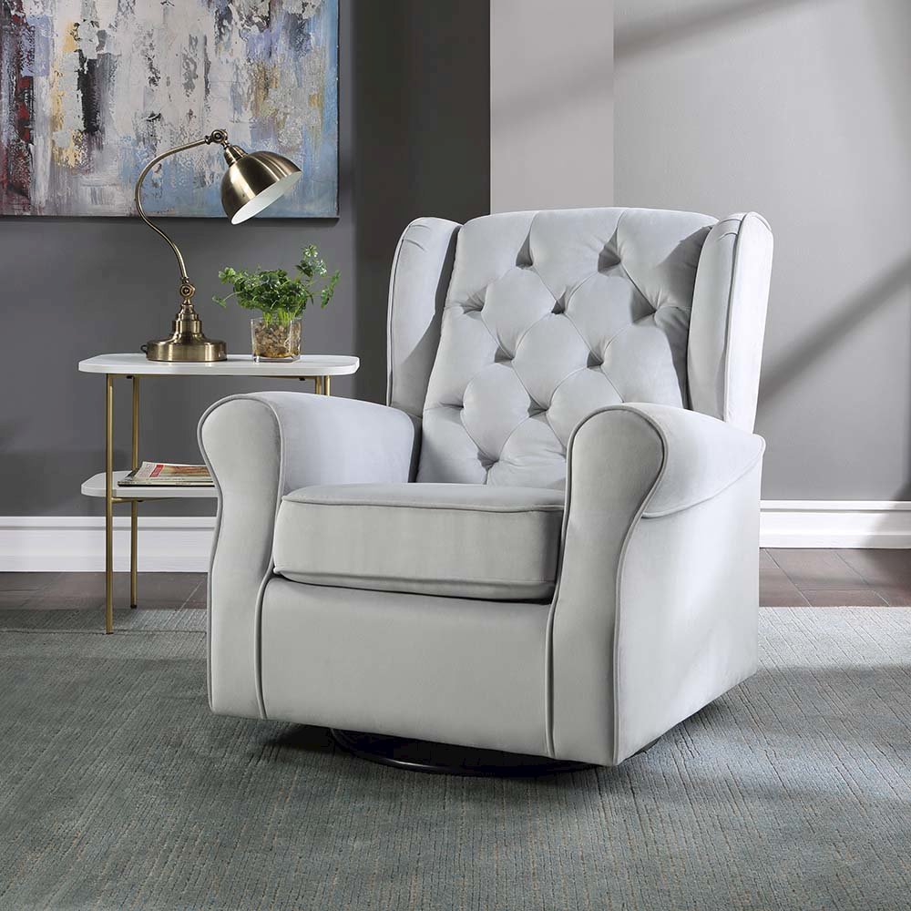 Zeger Accent Chair w/Swivel Gray Fabric. Picture 1
