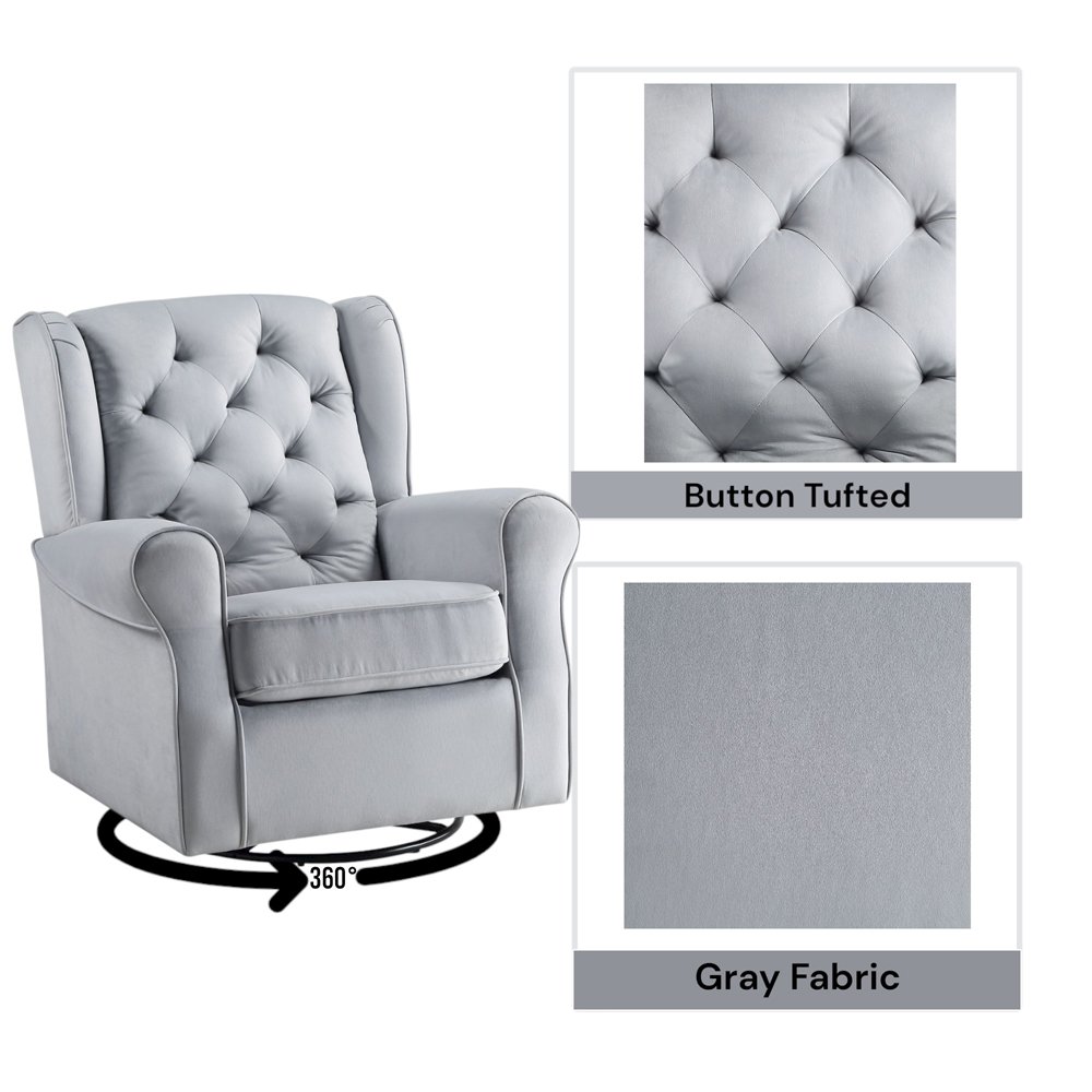 Zeger Accent Chair w/Swivel Gray Fabric. Picture 8