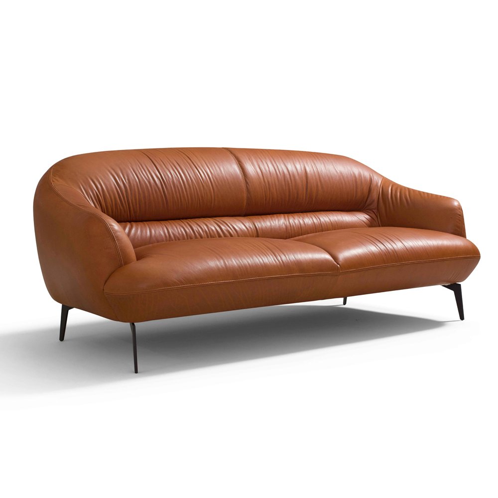 Leonia Sofa Cognac Tan Top Grain Leather. Picture 2
