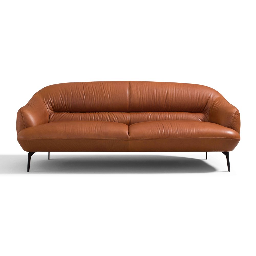 Leonia Sofa Cognac Tan Top Grain Leather. Picture 3