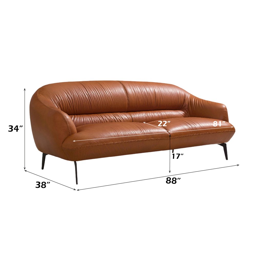 Leonia Sofa Cognac Tan Top Grain Leather. Picture 6