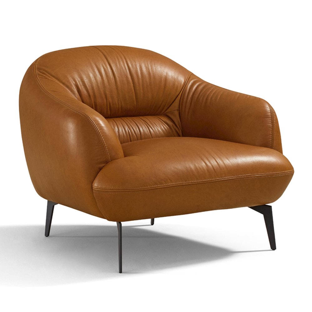 Leonia Chair Cognac Tan Top Grain Leather. Picture 2
