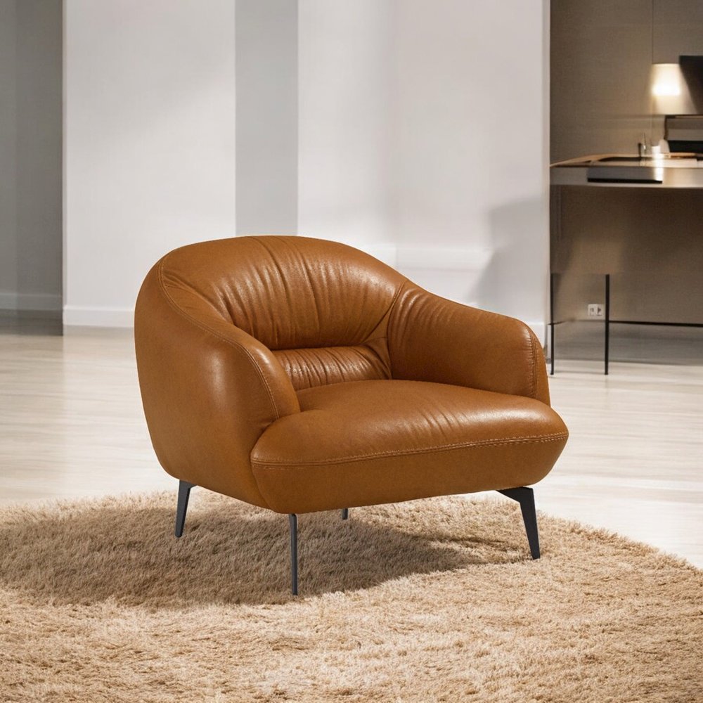 Leonia Chair Cognac Tan Top Grain Leather. Picture 3
