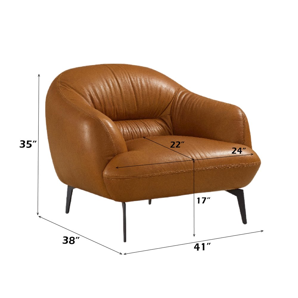 Leonia Chair Cognac Tan Top Grain Leather. Picture 7