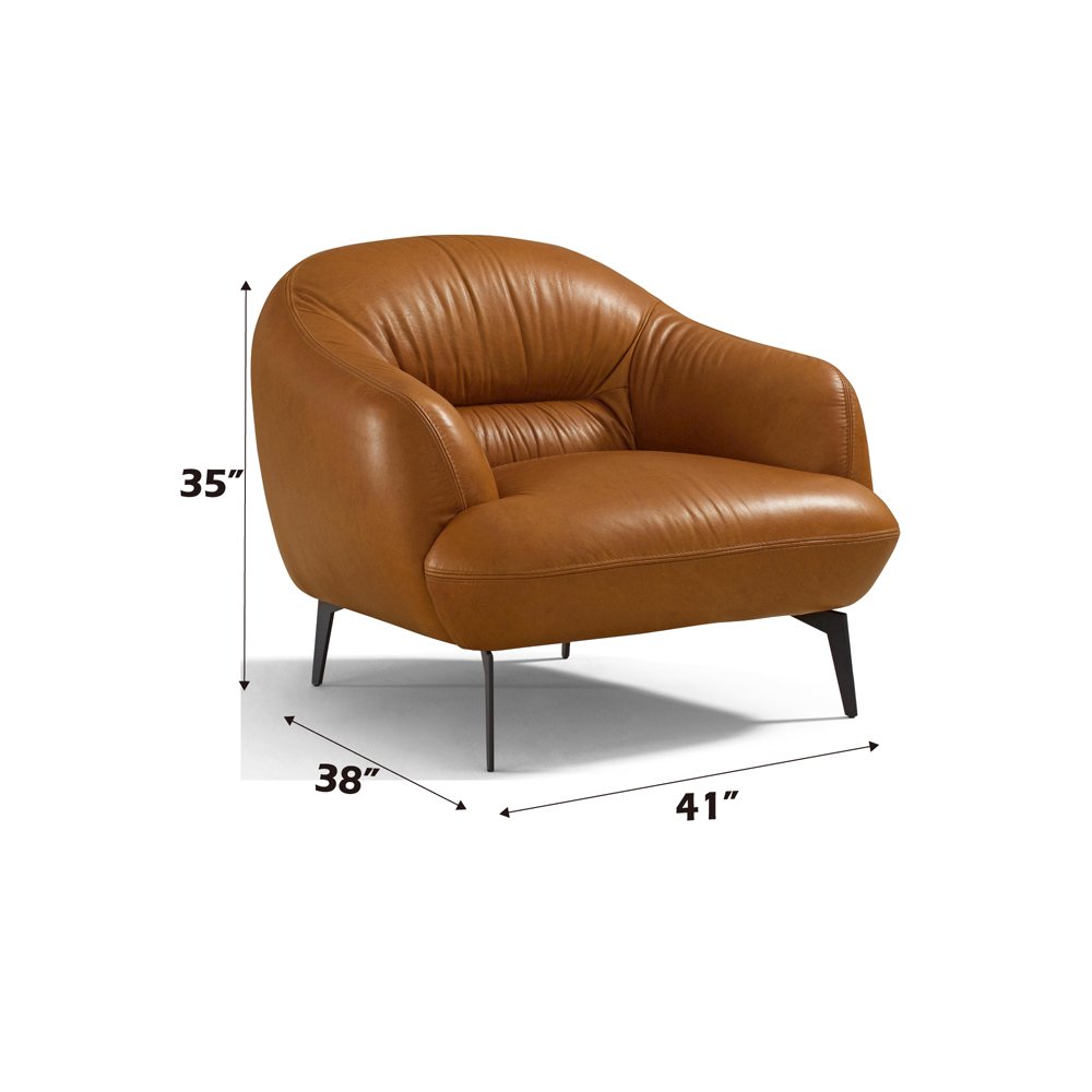 Leonia Chair Cognac Tan Top Grain Leather. Picture 4