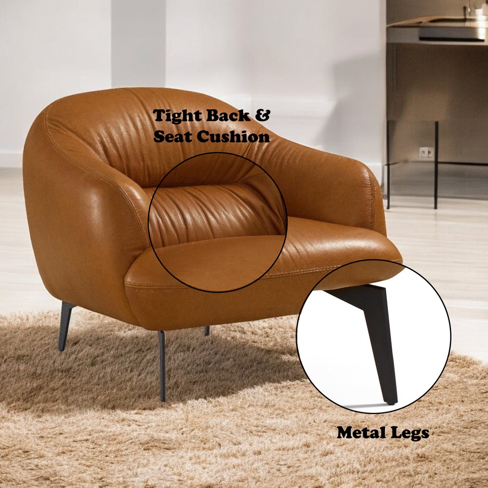 Leonia Chair Cognac Tan Top Grain Leather. Picture 5