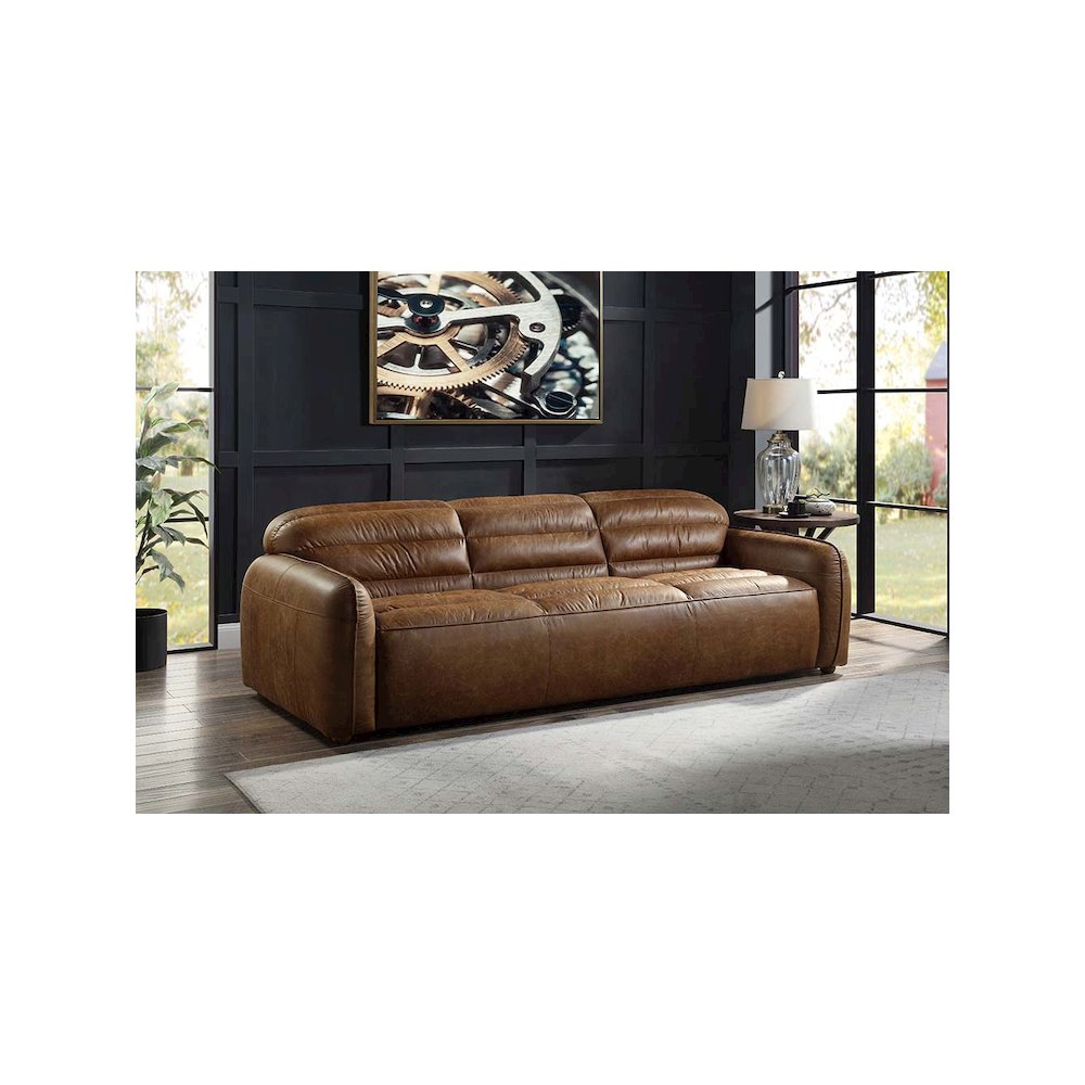 Rafer Sofa Cocoa Top Grain Leather. Picture 1