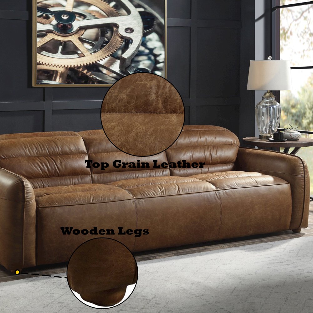Rafer Sofa Cocoa Top Grain Leather. Picture 8