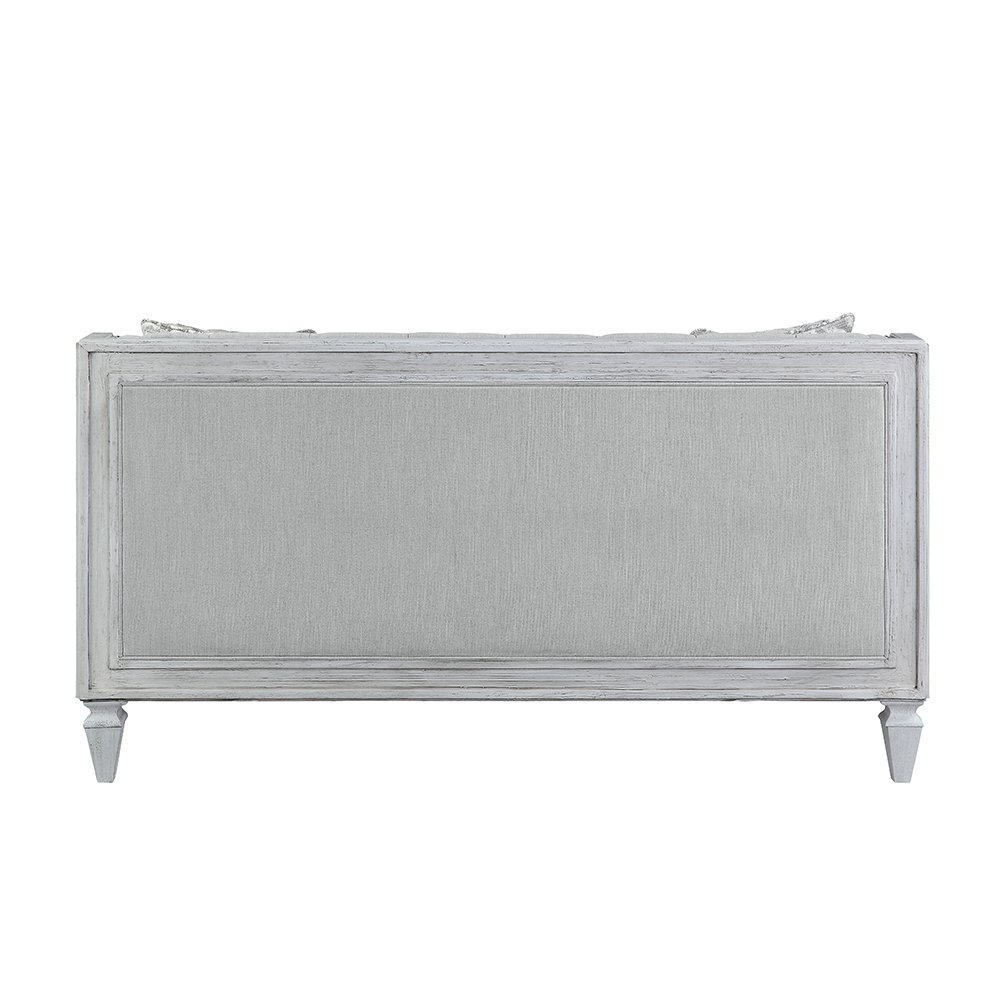 Katia Loveseat w/2 Pillows Light Gray Linen & Weathered White. Picture 4