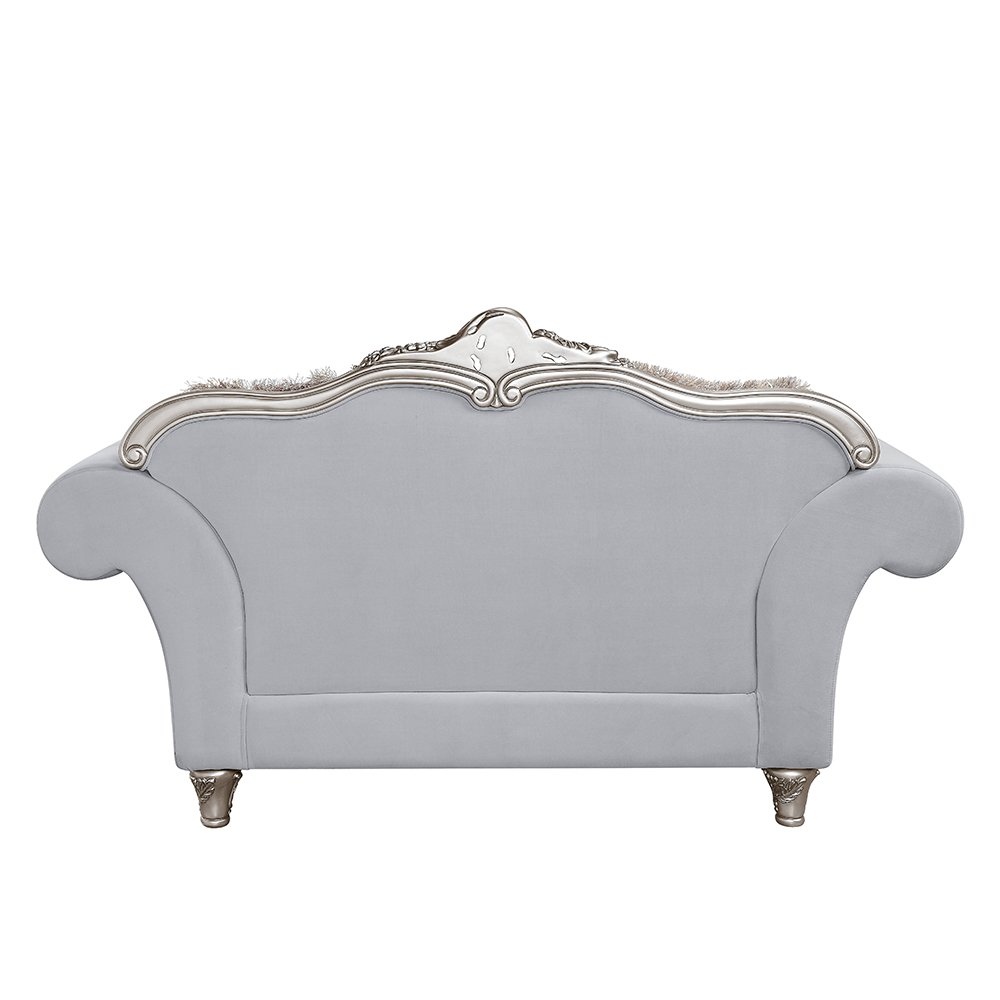 Pelumi Loveseat w/5 Pillows Light Gray Linen & Platinum. Picture 4
