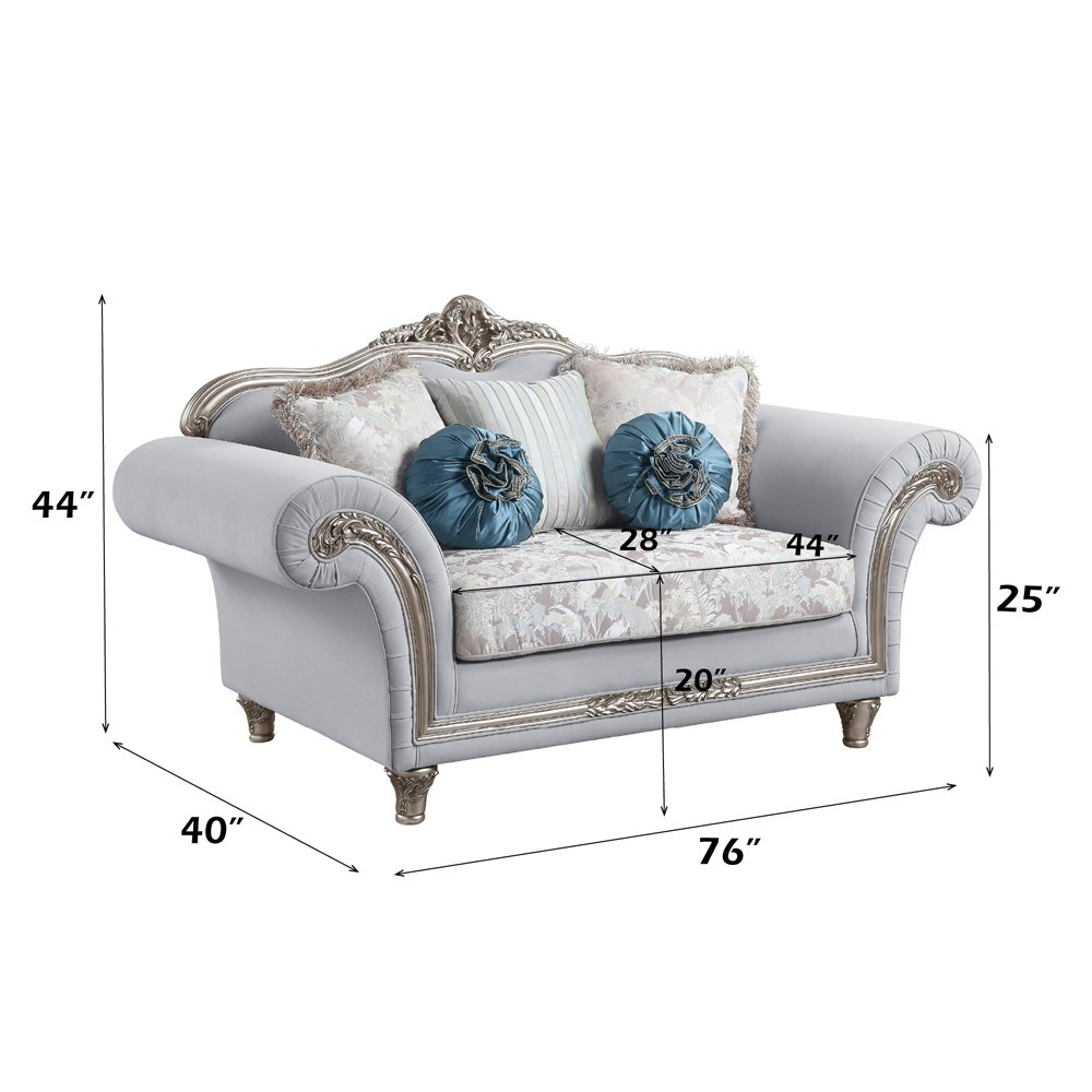 Pelumi Loveseat w/5 Pillows Light Gray Linen & Platinum. Picture 7