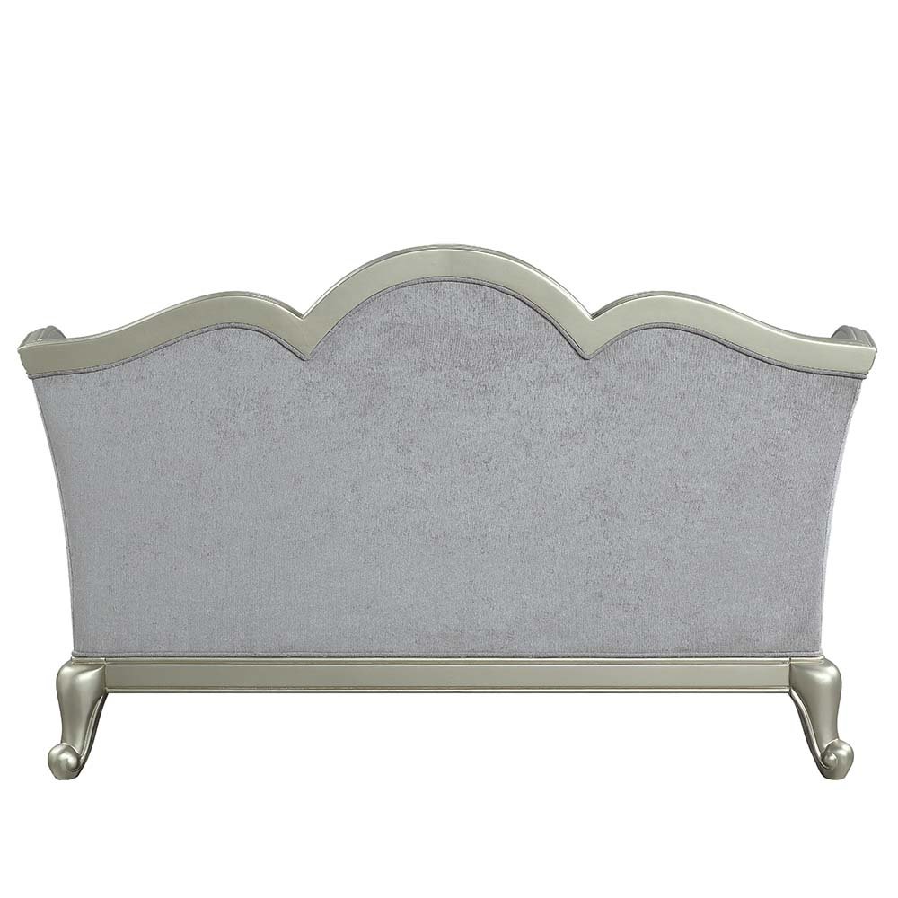 Qunsia Loveseat w/4 Pillows Light Gray Linen & Champagne. Picture 4