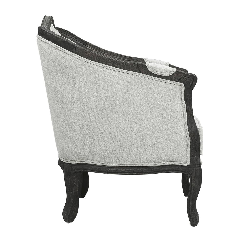 Samael Loveseat w/2 Pillows Gray Linen & Dark Brown. Picture 5