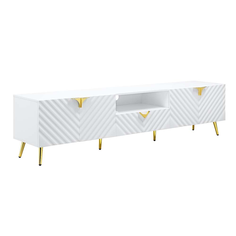 Gaines TV Stand White High Gloss. Picture 1