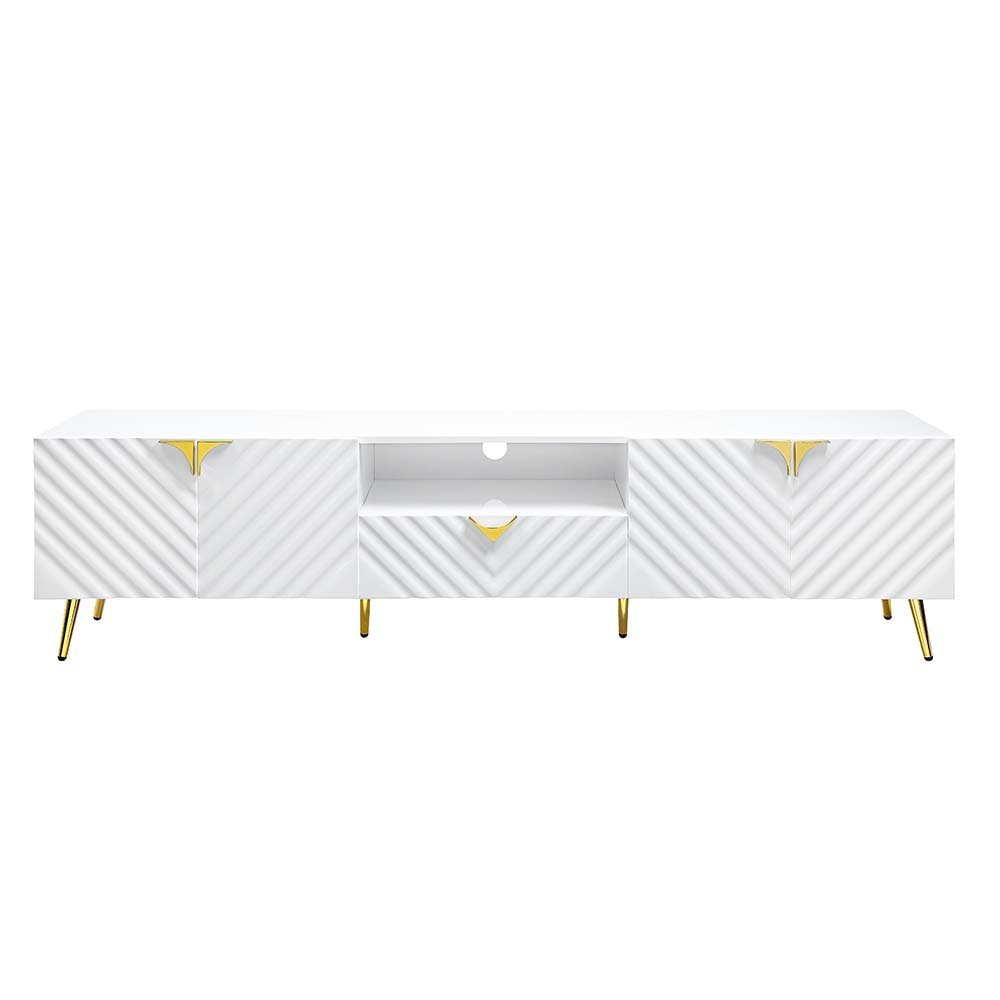 Gaines TV Stand White High Gloss. Picture 2
